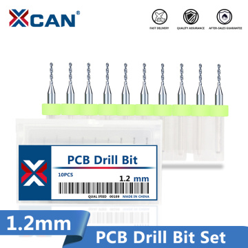 XCAN 10 Pcs/set 1.2mm Import Carbide PCB Drill Bits 3.175mm Shank CNC Drilling Bit Print Circuit Board sharpening drill bits