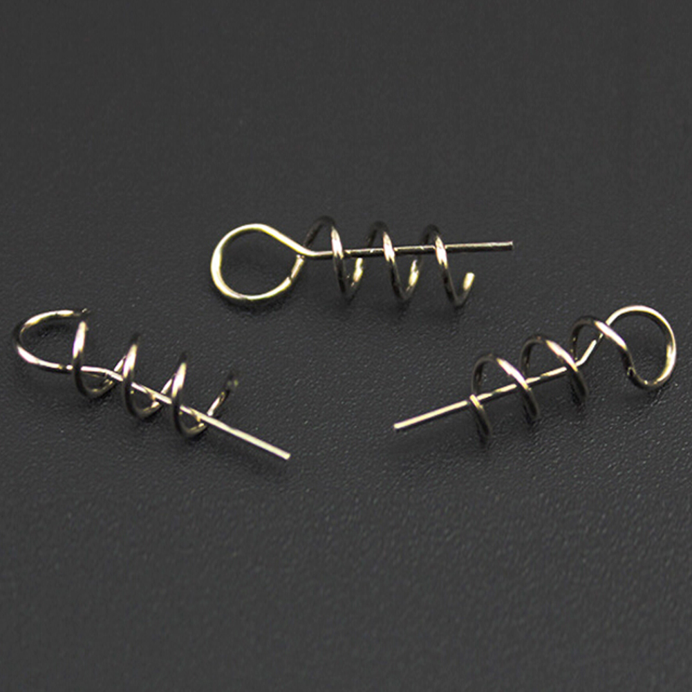50pcs / lot fishing hook centering pin spiral fishing bait steel spring crank lock stainless steel for soft bait fishing accesso