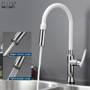 Kitchen Faucet Pull Out Hot and Cold Advanced Kitchen Mixer Copper Kitchen Sink White Color Chrome Finish Mixer Taps LH904