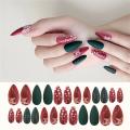 2021 Christmas Designs False Nails 24Pcs/box Acrylic Full Cover Artificial Fake Nails DIY Christmas Tree Snowman False Nail Art