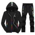 Men's Sets Winter Inner Fleece Hoodies Casual Hooded Warm Sweatshirts Male Thicken Tracksuit 2PC Jacket+Pant Moleton Masculino