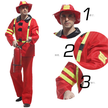 Halloween Cosplay Costumes for Men Adult Fancy Role Play Fireman Costume Party Firefighter Fire Suit Clothes Firefighter Uniform