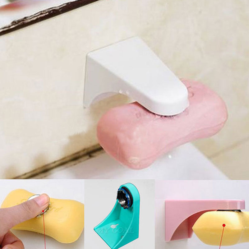 1PC Magnetic Soap Holder Elegent Tool Free Rustproof Sponge Holder Dish Holder Soap Dish for Bathroom Lavatory Home