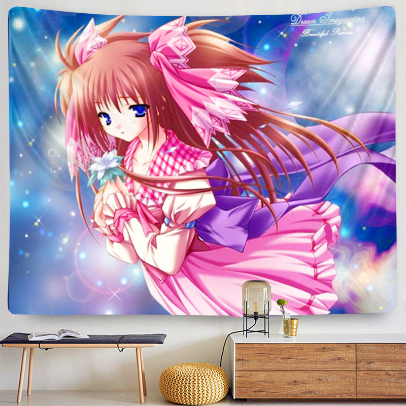 Little loli anime tapestry element wall hanging beach towel dormitory fitness yoga blanket room tapestry new year decoration