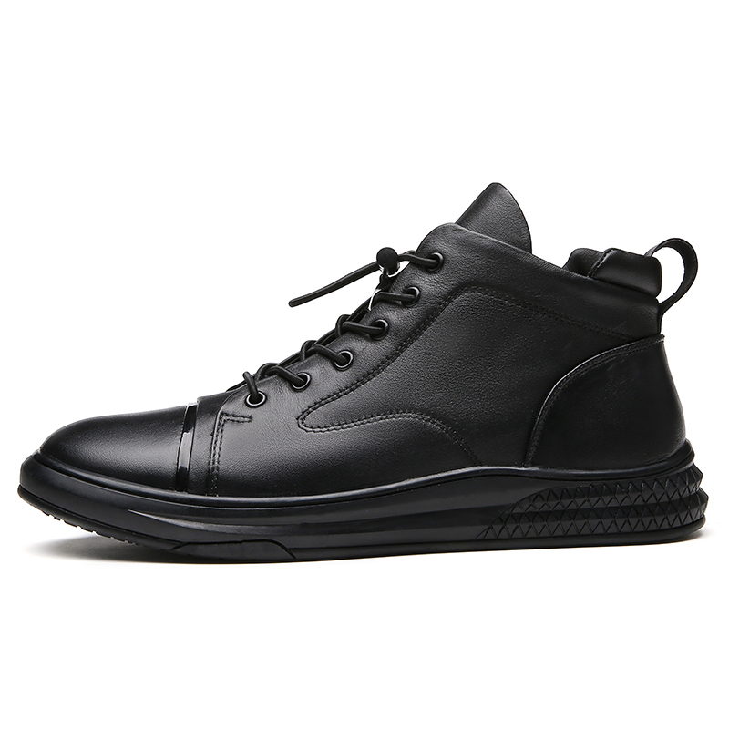 Man Leather Shoes Designer 2020 Men's Autumn Shoe Genuine Leather Male Winter Boot Plush Fur Snowshoe Ankle Boots Big Size