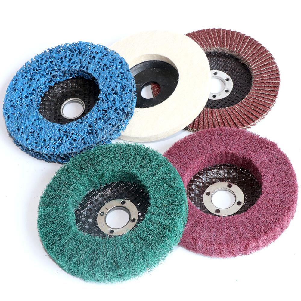 5pc 4 inch 4.5" Nylon fiber flap disc Wool Felt Polishing Wheel 100/115mm Poly Strip Abrasive Discs for Angle Grinder