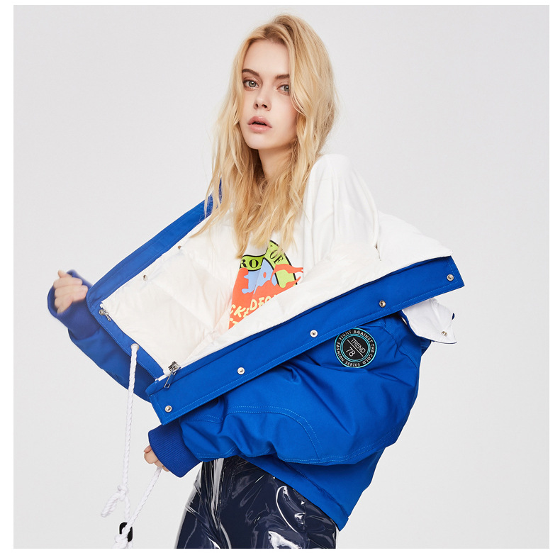 Contarst Color Long Parka Jacket