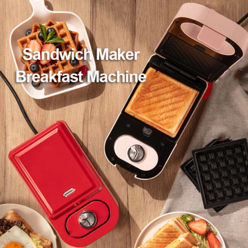 220V Electric Sandwich Maker Timed Waffle Maker Toaster Baking Pan Multifunctional Breakfast Machine Takoyaki Pancake Sandwicher