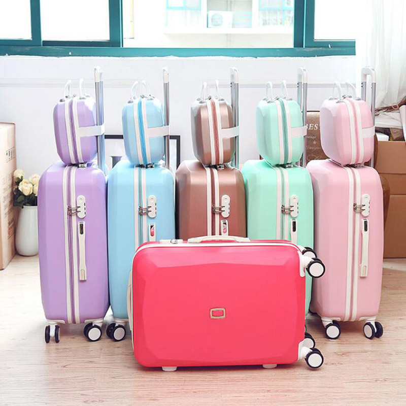 TRAVEL TALE women cute carry on trolley set abs girls travel suitcase retro rolling luggage on wheels