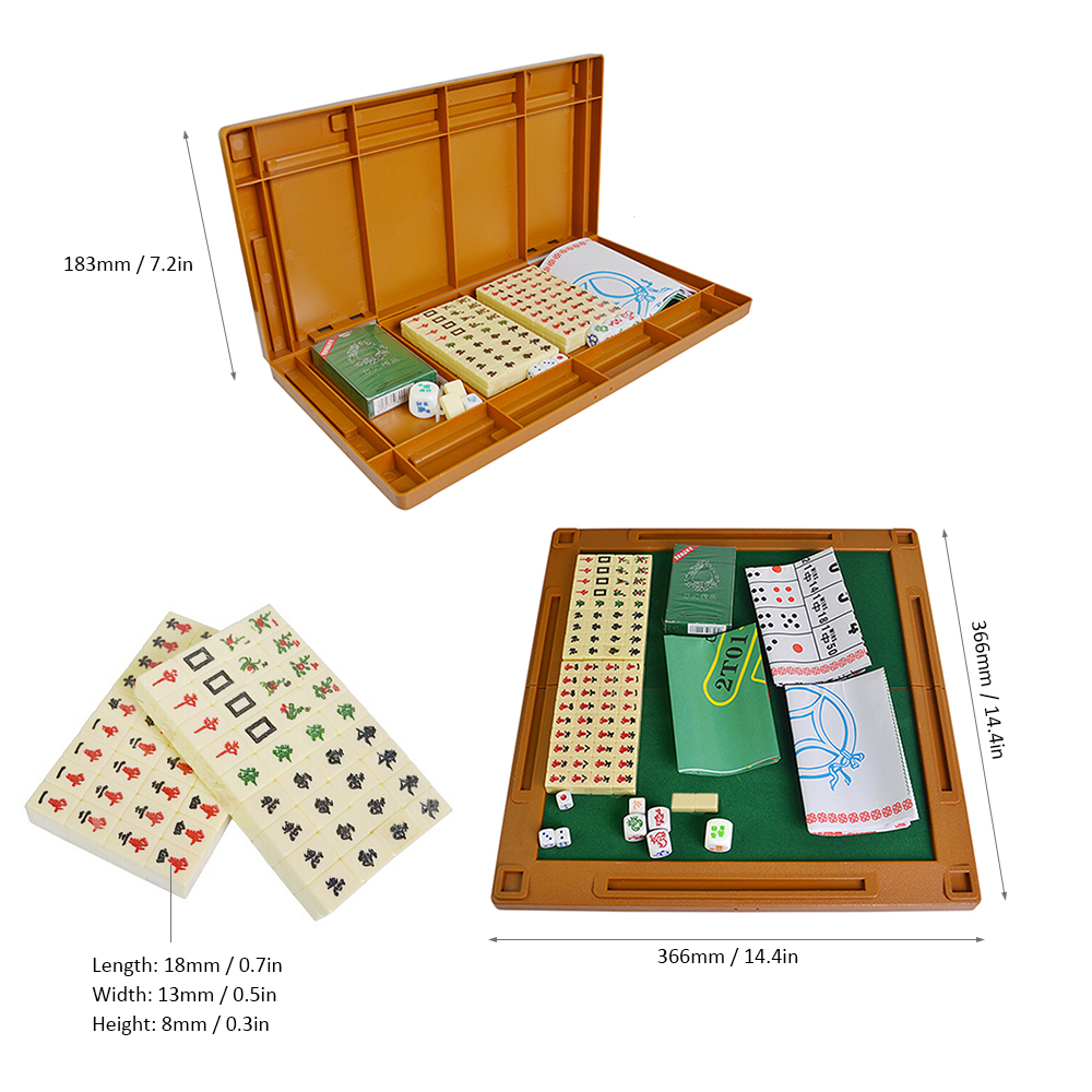 Outdoor Entertainment Folding Mini Mahjong Set Multifunctional Board Game Set For Travel Family Leisure Time