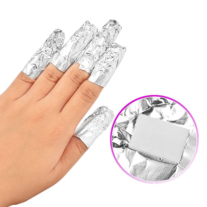 Hot 100Pcs/lot Aluminium Foil Nail Art Soak Off Acrylic Gel Polish Nail Removal Wraps Remover Makeup Tool Easy Cleaner Gel Nail