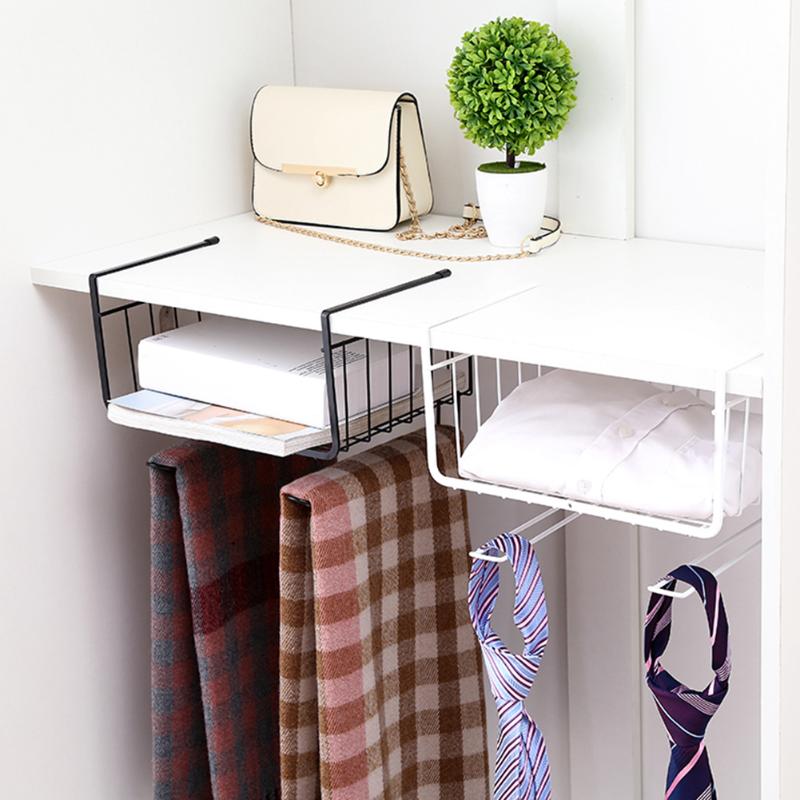 Closet Cupboard Organizer Kitchen Shelf Hanging Basket Storage Rack Holders Cabinet Closet Shelf Kitchen Bathroom Organizer