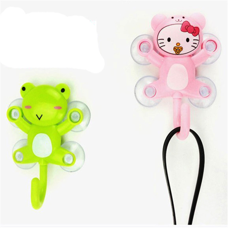 New Suction Hanger Cartoon Animal Shape Towel Clothes Cap Item Holder Kitchen Washroom Bathroom Bedroom Storage Hooks Supplis