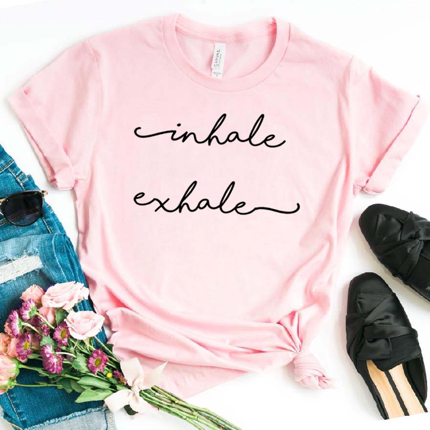 Inhale Exhale Print Women tshirt Cotton Hipster Funny t-shirt Gift Lady Yong Girl Top Tee Drop Ship ZY-455