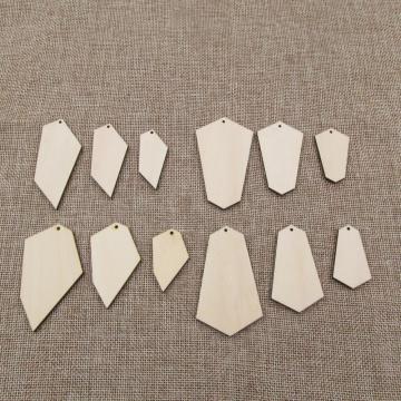 Unfinished Wood Crafts Geometric Shapes DIY Plywood Blank Wooden Cutouts For Earrings Jewelry Handmade Project