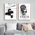 Fashion Flower Woman Poster and Print Coco Quotes Wall Art Canvas Painting Black White Vogue Pictures for Living Room Home Decor