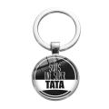 New Fashion Super Tata Keychain French Art Letter Glass Pendant Key Ring Holder for Maitresse Teacher Aunt Jewelry Gift