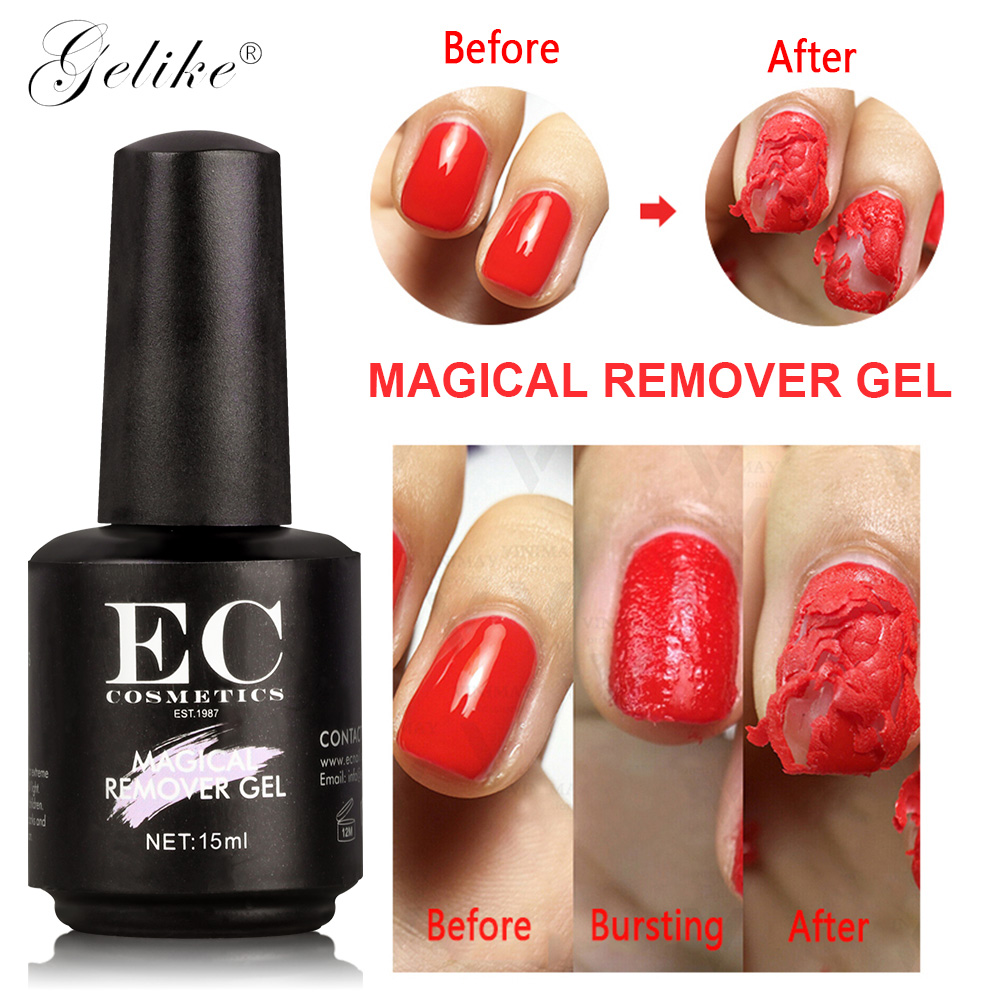 Gelike 15ML Nail Gel/Polish Remover Magic Remover Healthy Fast Within 2-3 MINS Gel Nail Polish UV Base Top Coat
