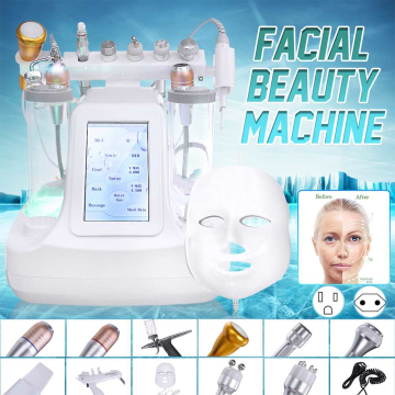 12 in 1 Oxygen Jet HydraFacial Microdermebrasion Machine Bio Lifting VMAX Facial Lifting LED Facial Mask Light Therapy Aqua Peel