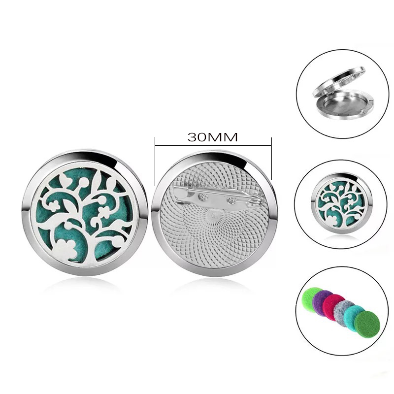 New High Quality Aroma Brooch Metal Badge Stainless Steel Open Perfume Aromatherapy Essential Oil Diffuser Locket Brooch Jewelry