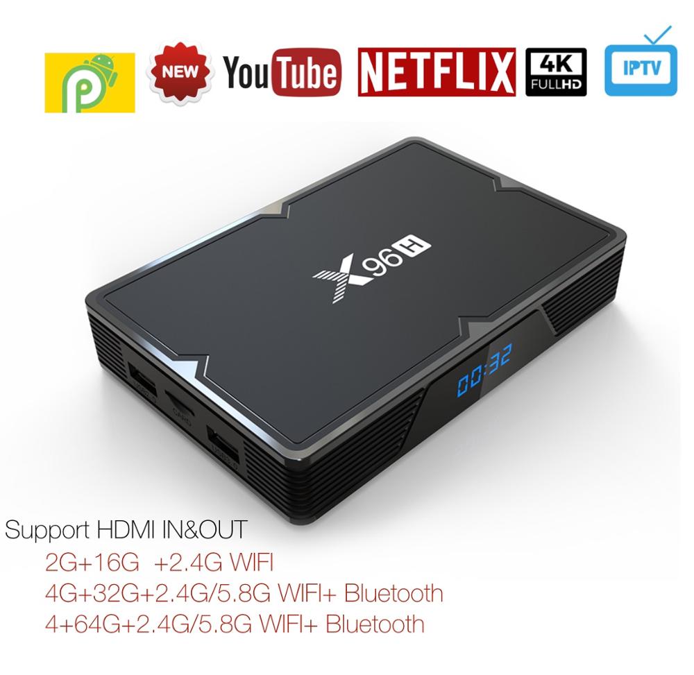 X96H 6K Android 9.0 TV Box 4G 32G With Dual Band Wifi Blueooth Support HDMI IN OUT Support Youtube Netflix IPTV Set top box