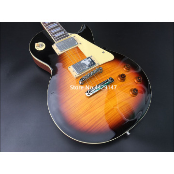2020High quality Metallic blue Electric Guitar,Solid Mahogany body With Yellow bright paint Flamed Maple Top,Chrome Hardware,fre