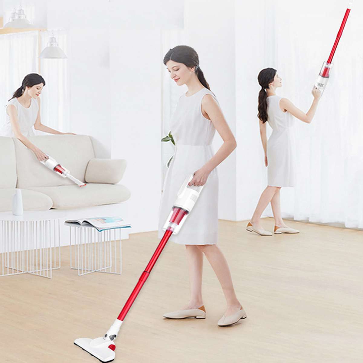 2 In 1 Portable Handheld Cordless Vacuum Cleaner 12000Pa Strong Suction Dust Collector Stick Aspirator Led Light Stick Handheld