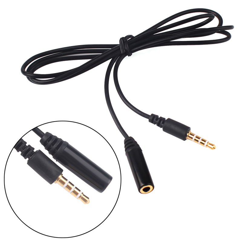 2PCS 1M 3.5mm Male to Female 4 Pole Jack Stereo Audio Headphone Extension Cable 02 #79472