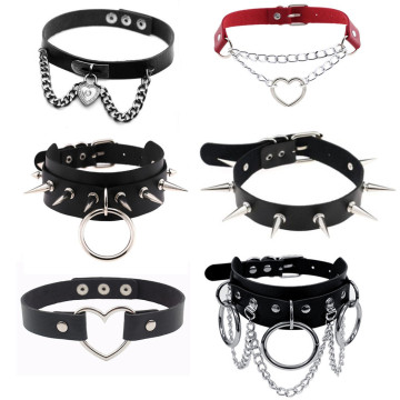 Woman girls Harajuku Retro Punk Choker Collar necklace Pu Leather Goth Rivets Choker Necklace Party Club Sexy Gothic Jewelry