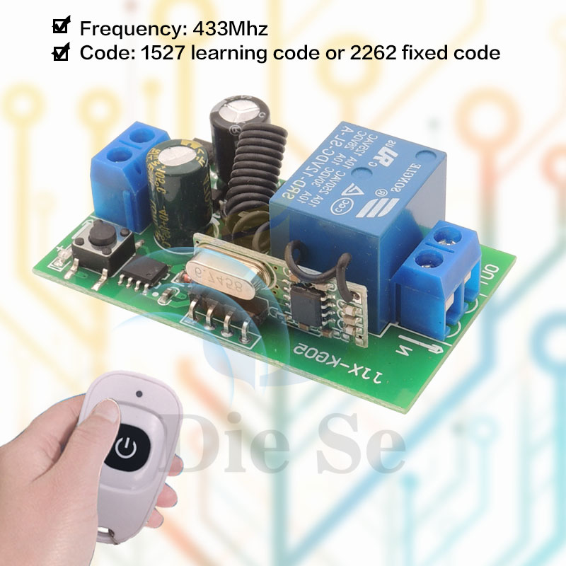 433MHz Universal Remote Control Switch AC 220V 10A 1CH rf Relay Receiver and EV1527 Transmitter Control for Wireless opener