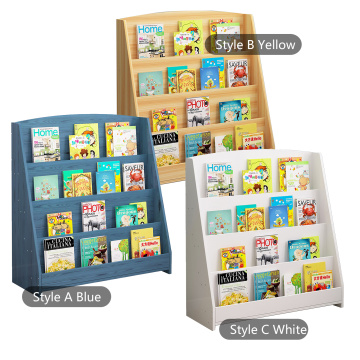 Four layer Wooden Bookcase Children Kids Book Shelf Rack Storage Bookshelf Tidy Organizer