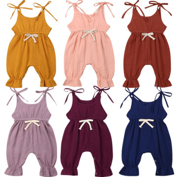 Solid Infant Baby Girl Strap Romper Jumpsuit Harem Trousers Summer Clothes Outfits