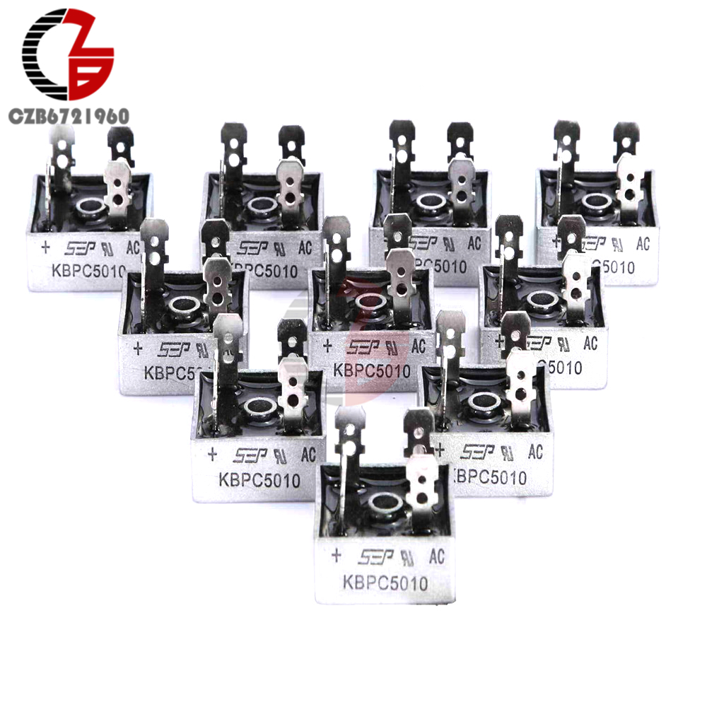 5Pcs KBPC1010 KBPC1510 KBPC2510 KBPC3510 KBPC3510W KBPC5010 Power Diode Bridge Rectifier 15A 25A 35A 50A 1000V KBPC Commutator