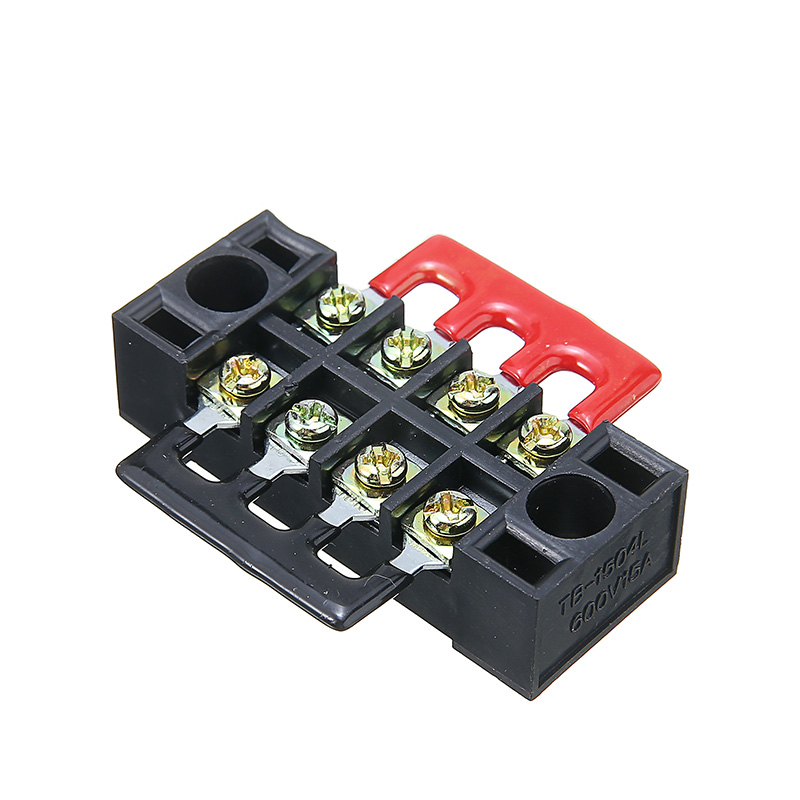 1pc 600V 15A 4P Power Distribution block Double Row Wire Barrier Terminal Block With 2 Connector Strips for Electronic Connector