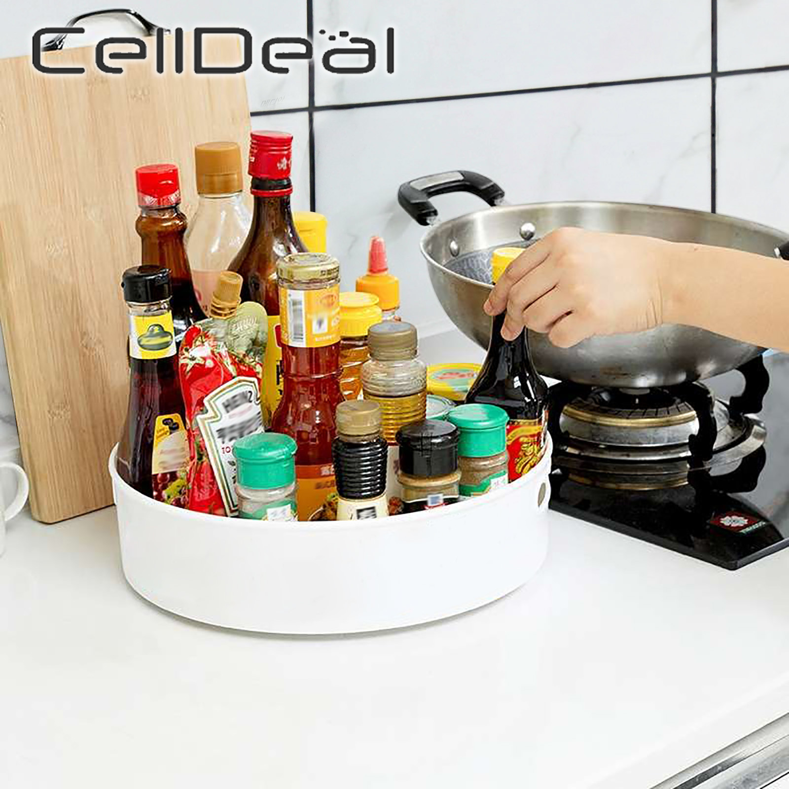 Multifunctional Kitchen Shelf Organizers and Storage Lazy Suan 360degrees Rotary Turntable Non-Slip Kitchen Display Storage Tray