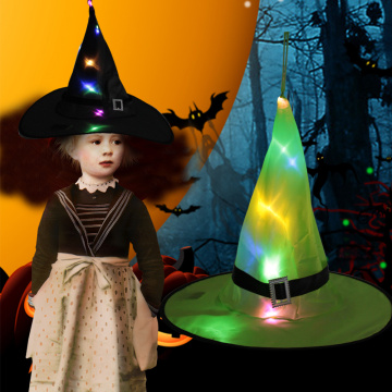 Halloween Witch Hat LED Light Up Party Glowing Witches Cap Cosplay Costum