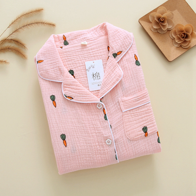 New Cute carrot 100% crepe Cotton family outfits pajamas sets Fresh Mother kids 100% cotton Long sleeve Child sleepwear women