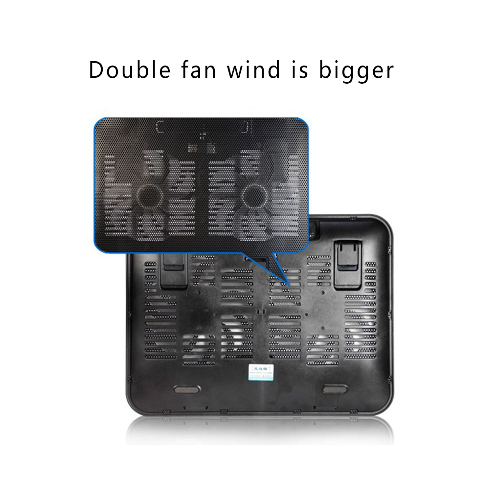 14 inch Notebook Cooler 5v Dual Fan USB External Laptop Cooling Pad Slim Stand High Speed Silent Metal Panel Fan
