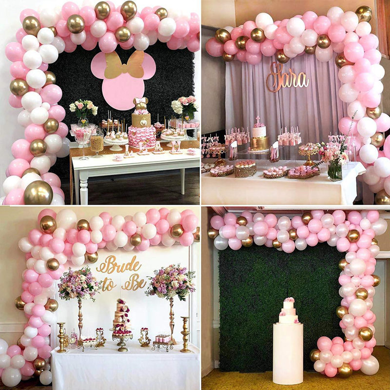 117pcs/set Metal Gold With Pearlized Pink White Latex Balloons Arch Balloon Chain Party Wall Birthday Party Wedding Decoration