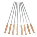 8PCS/Set Stainless Steel Wire BBQ Skewers Wood Handle Grill Roasting Sticks Outdoor Camping BBQ Tools Storage Bag Kit 43.5cm