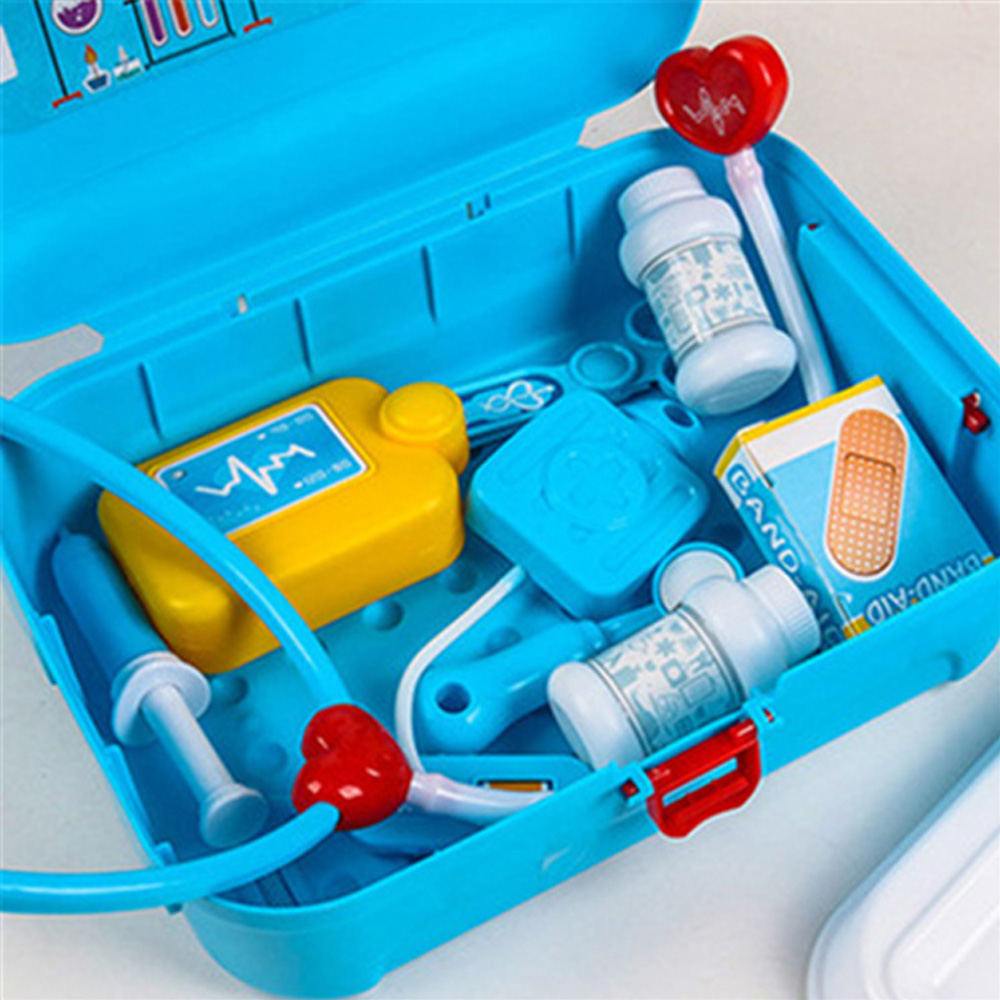 17pcs Simulation Doctor Kit Medical Equiment Tools Kids Pretend Play Toys Portable Plastic Medicine Box Doctor Toys for Children