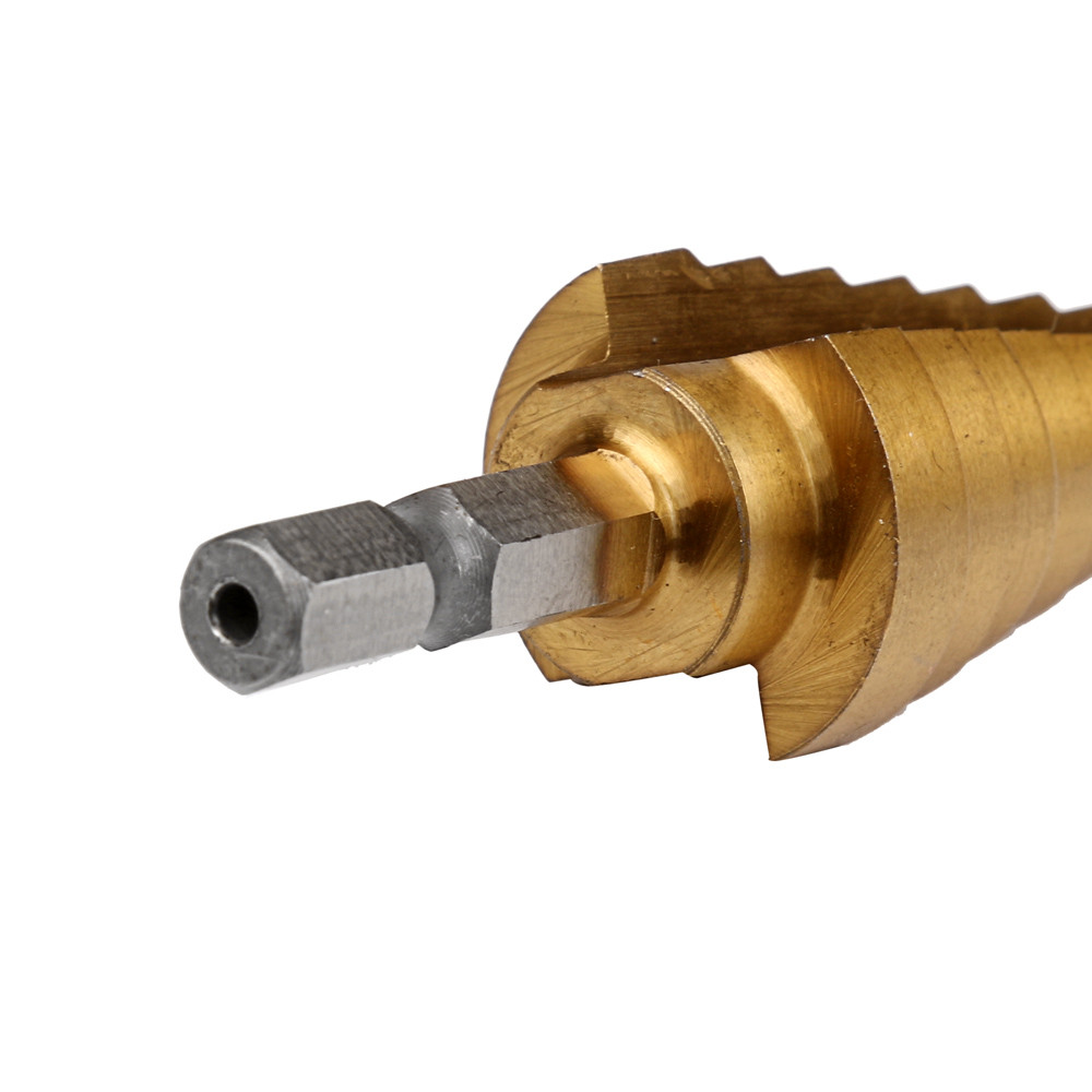 Top Sale Step Drill Bit Hex Titanium Coated Step Cone Drill Bit Hole Metal Wood Cutter 4-22mm Hss Tool Drill Bench Drills Tools