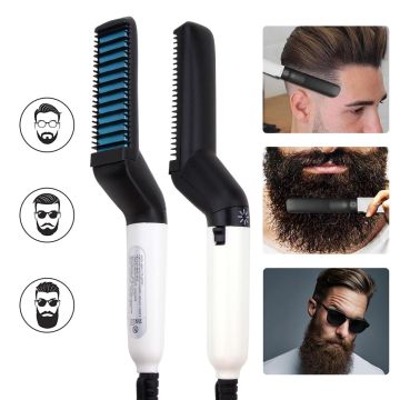 Multifunctional Hair Comb Brush Beard Straightener Electric Hair Straighten Curler Quick Hair Styling Comb Men Beard Styler Tool