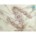 (1PC) Wedding belt silver rhinestone applique rose gold bridal crystal beaded applique iron on for wedding dresses WDD0919