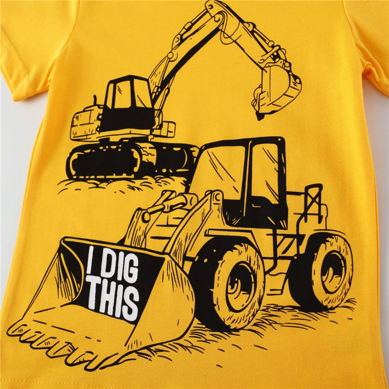 Tees Tops for Boys Cotton Cartoon Children Clothes Excavator T shirts Baby Boys Summer T shirt Kids Boys Clothes