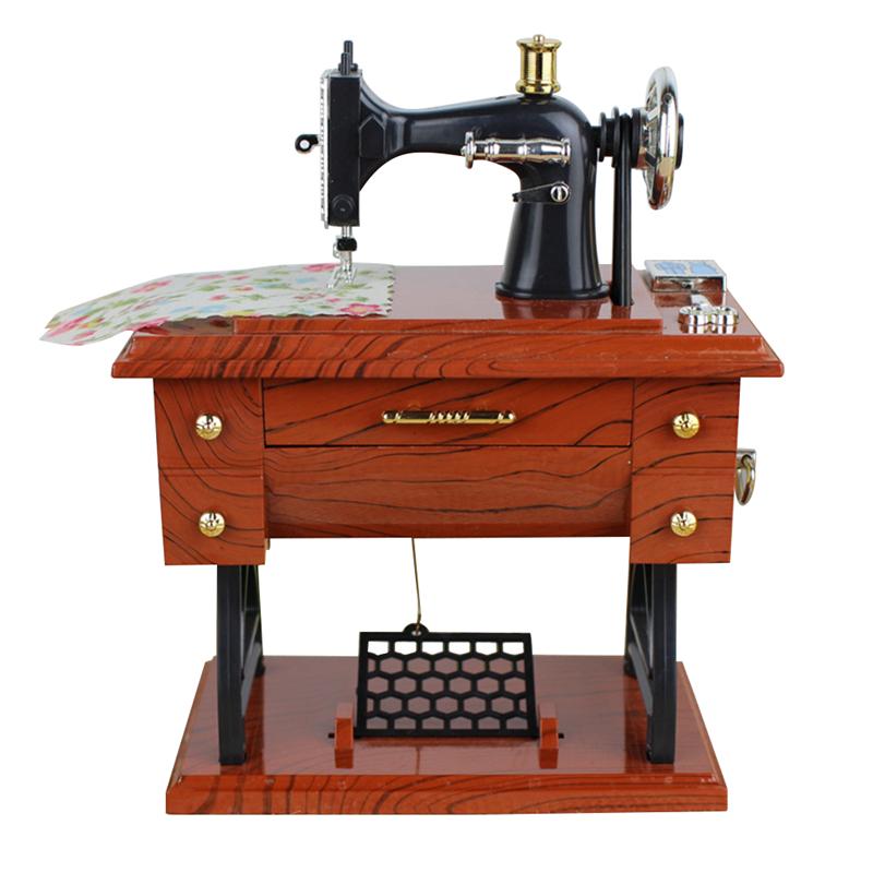Sartorius Music Box Vintage Creative Gift Sewing Machine Musical Toy Music Box for Birthday Wedding Christmas Home Decor