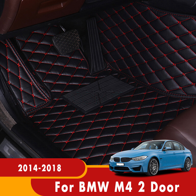 Custom Car Floor Mats For BMW M4 2 Door 2018 2017 2016 2015 2014 Auto Decoration Leather Carpet Interior Accessories Foot Pads