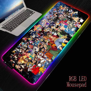 XGZ Anime One Piece Large Computer Keyboard Mat Rgb Oversized Led Glowing Mouse Pad Gaming Luminous Mousepad USB for PC Game