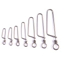 50pcs/bag Stainless Steel Hook Fast Clip Lock Snap Swivel Solid Rings Safety Snaps Fishing Hook Connector grip swivel articulos