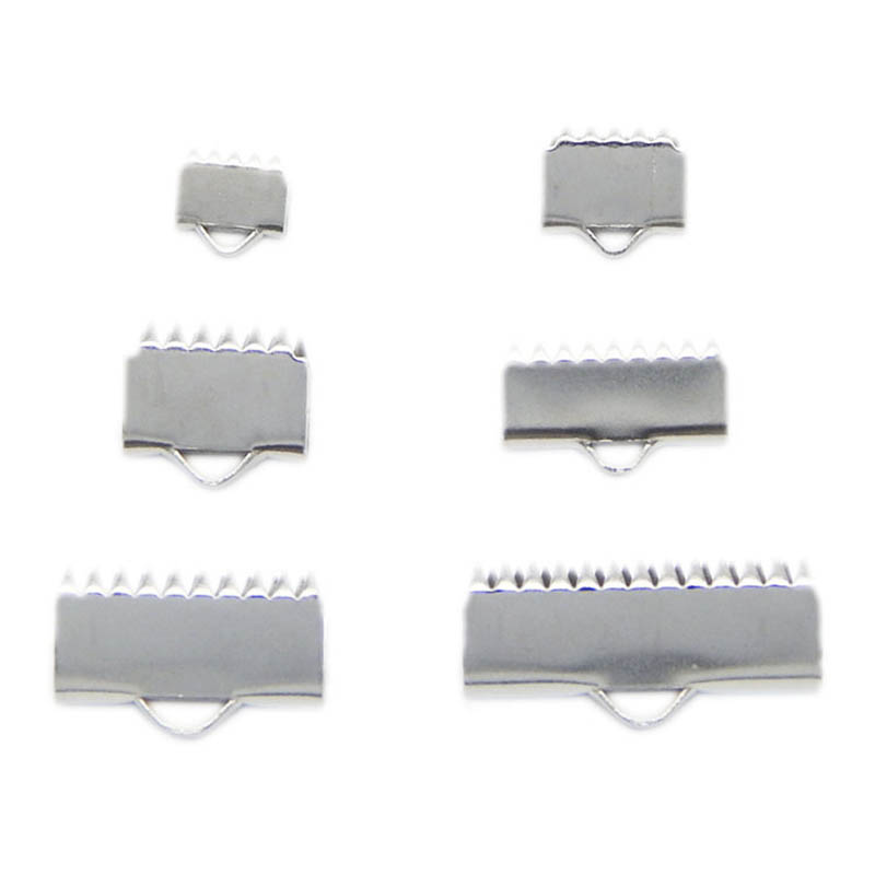 50pcs Stainless Steel Fastener Clasps Flat Rope Crimping Connector For Diy Jewelry Making Cord End Cap Clip Accessories Supplier